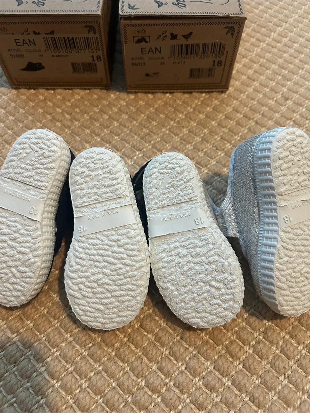 TWO NEW WITH TAGS Cienta baby girls shoes. Navy and silver - sz 18 (0-9 months).